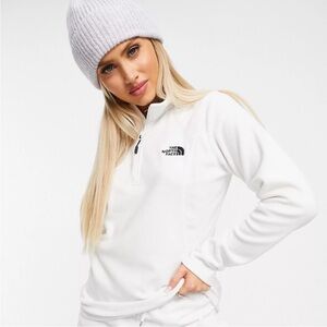 THE NORTH FACE  Women's White Quarter-Zip Fleece Pullover Jacket XXL